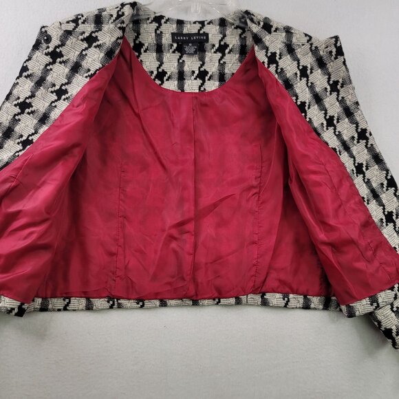 Larry Levine Womens Houndstooth Wool Blend Jacket Size 10 Black & White - Picture 6 of 12